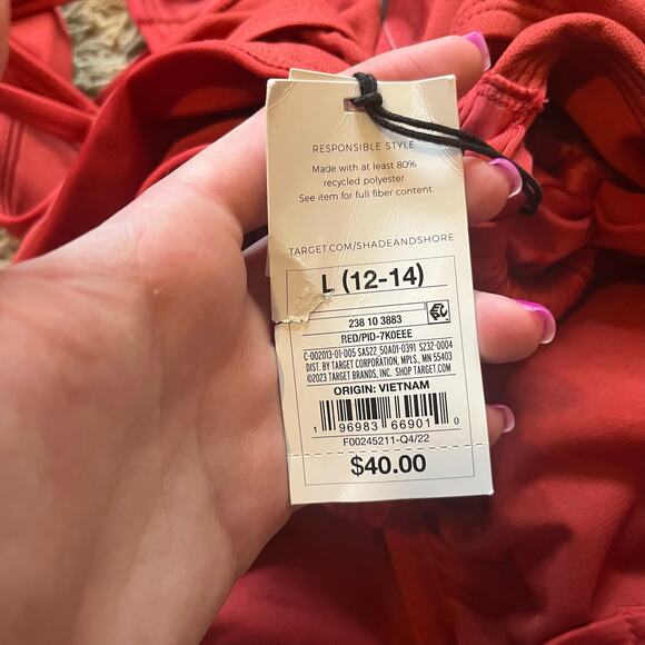 NWT! Shade & Shore Red One Piece Women's Swimsuit Size Large (12-14) - Picture 11 of 13